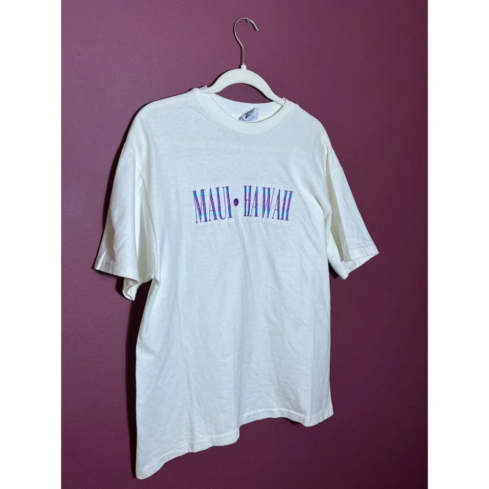 Vintage Somers Maui Hawaii Graphic T-Shirt White Made in USA Cotton
